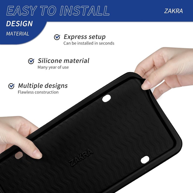 ZAKRA Silicone License Plate Frames - 2 Pack - Image 4