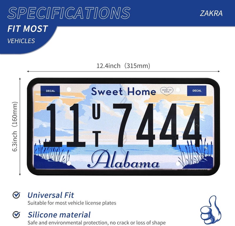 ZAKRA Silicone License Plate Frames - 2 Pack - Image 3