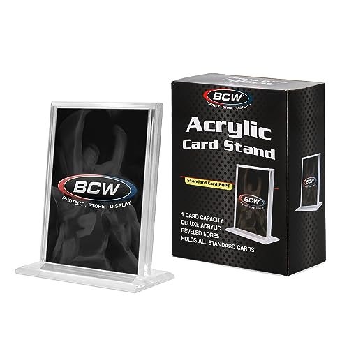 BCW حامل بطاقات التداول من BCW | حامل بطاقات أكريليك لبطاقات الرياضة، بوكيمون و TCG | حامل بطاقات عمودي مستقر بحواف مائلة | حامل عرض بطاقات رياضية شفاف - Image 1