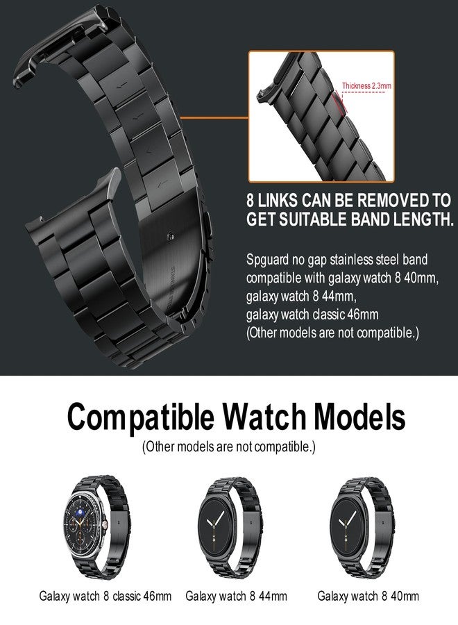 SPGUARD Metal Band Compatible with Samsung Galaxy Watch 8 40mm/44mm/Classic 46mm 2025,No Gap Business Stainless Steel Strap for Galaxy Watch8 Men Women,NOT for Other Models(Black) - Image 3