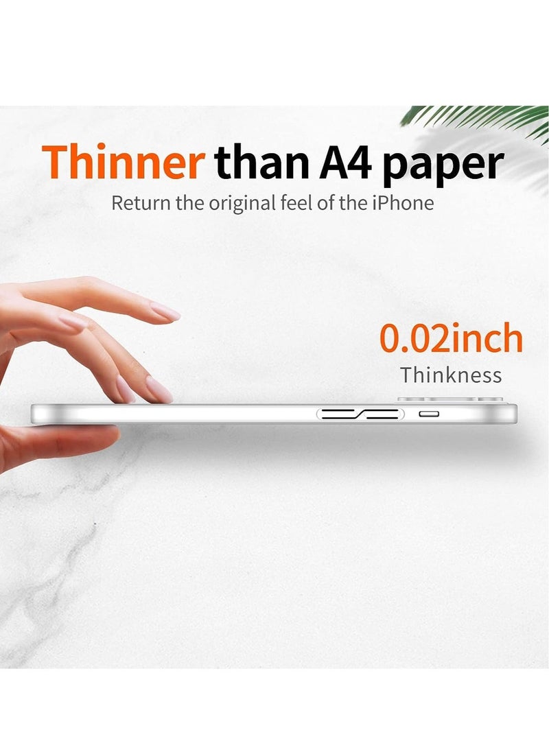 Beauenty Compatible with iPhone 14 Pro Max Slim Case,Paper-Thin Transparent Finish Skin Back Case 【Non Yellowing】 Ultra Protective Cover with Camera Protection 6.7 Inch (White)  - Image 2