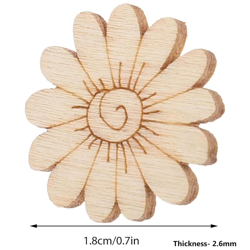 CLITHS Pack of 30 Pcs DIY Wooden Flowers for Crafts, Unfinished Wood Cutouts for Painting, Fall Leaves Craft Shapes, Decorative Wooden Chips for DIY, Scrapbooking, and Home Decor - Image 2