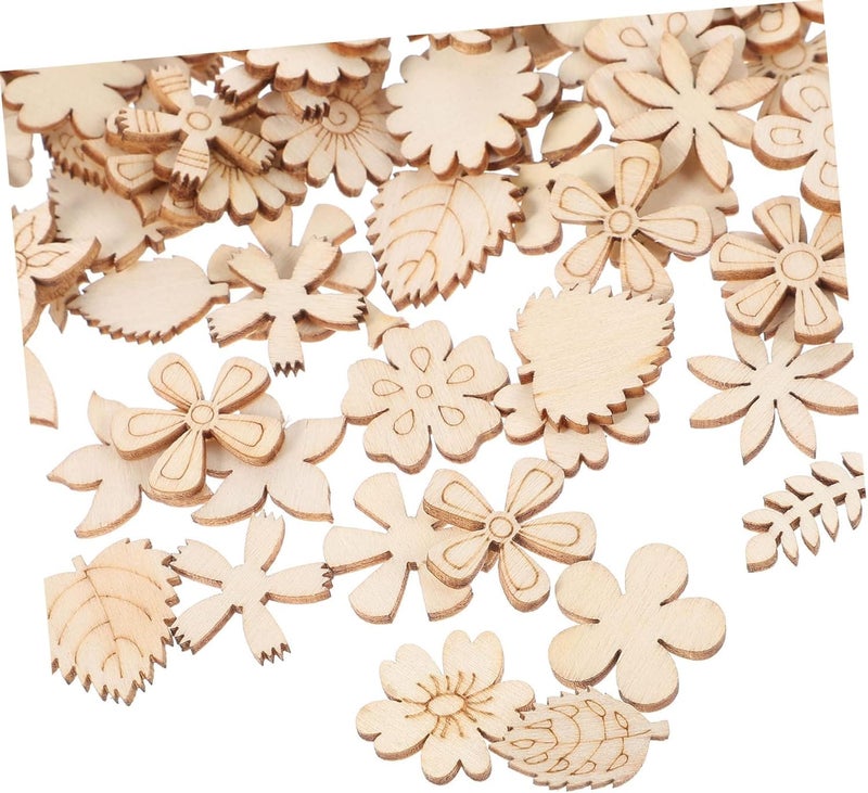 CLITHS Pack of 30 Pcs DIY Wooden Flowers for Crafts, Unfinished Wood Cutouts for Painting, Fall Leaves Craft Shapes, Decorative Wooden Chips for DIY, Scrapbooking, and Home Decor - Image 1