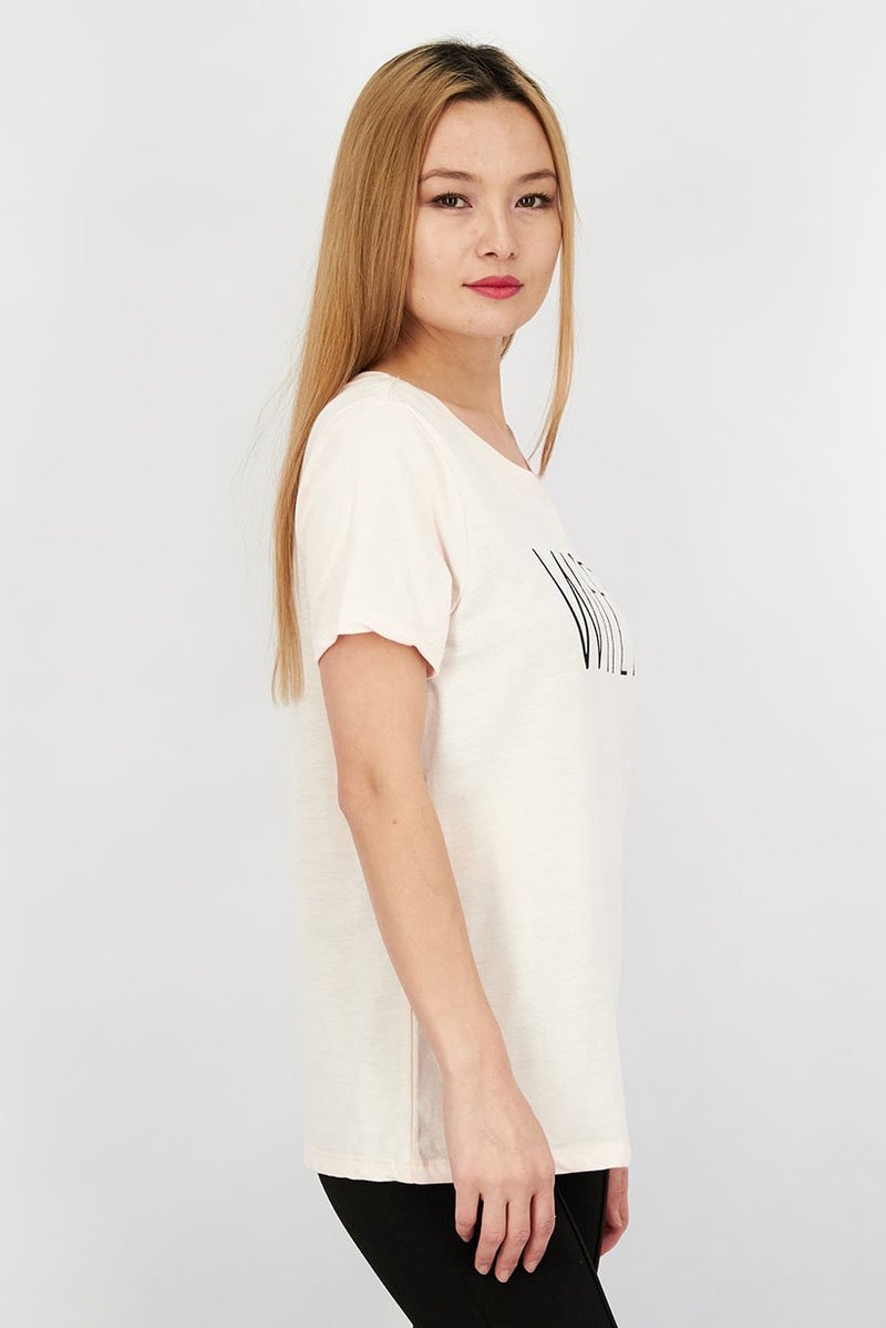 Rae Dunn Women Crew Neck Short Sleeve Graphic Top, Pink - Image 2