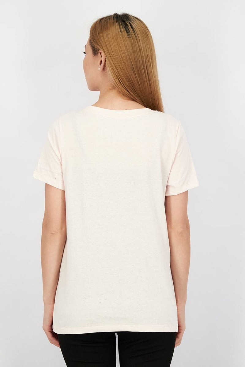 Rae Dunn Women Crew Neck Short Sleeve Graphic Top, Pink - Image 4