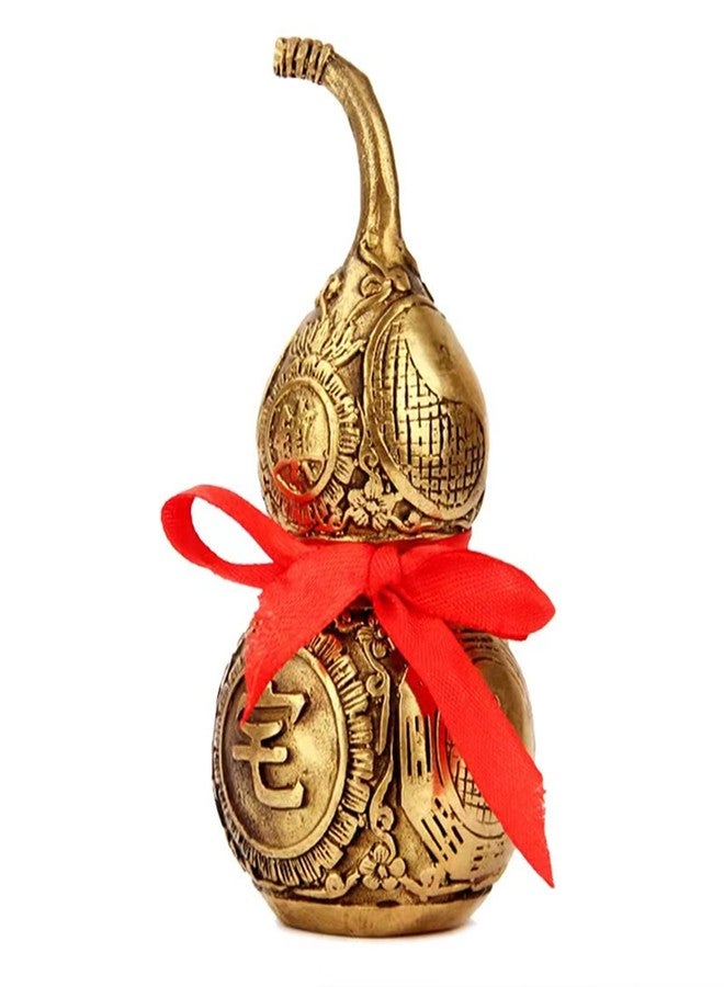 MWNAGO Brass Good Luck Wu Lou Hu Lu Gourd Chinese Feng Shui Luck and Treasure for Housewarming Gifts Home Decoration Peaceful Copper Statue Collectible Figure Sculpture Charm Amulet - Image 4
