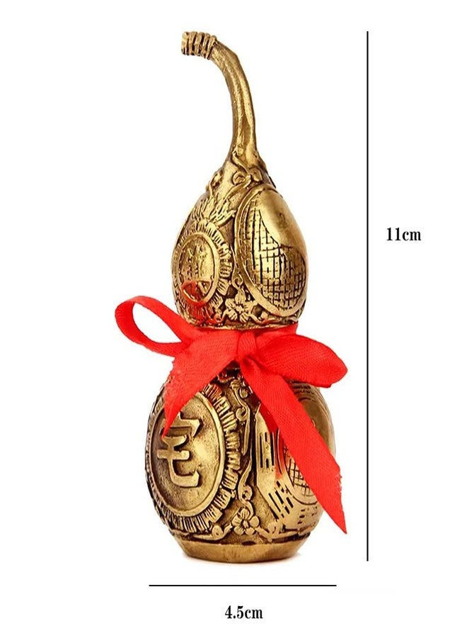 MWNAGO Brass Good Luck Wu Lou Hu Lu Gourd Chinese Feng Shui Luck and Treasure for Housewarming Gifts Home Decoration Peaceful Copper Statue Collectible Figure Sculpture Charm Amulet - Image 2