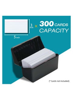 Y&D Index Card Holder 3x5 Box Organizer Case 3x5 Flash Note Holder 300 Capacity Box 2 Packs (Black)  - Image 2