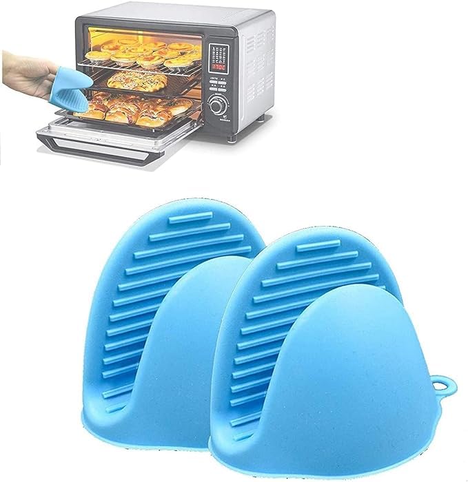 ALESSO Silicone Microwave Oven Heat Resistant Pinch Grip Mitten Oven Mitt Gripper Grip Kitchen Pot Holder Cooking Glove Utensil Tool 1 Pair Multicolor - Image 1