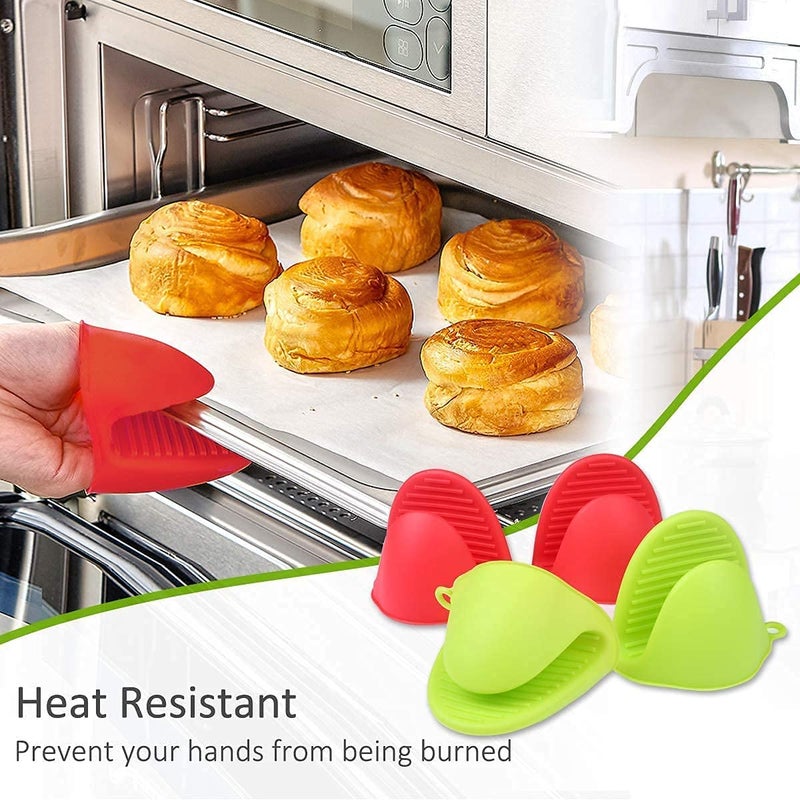 ALESSO Silicone Microwave Oven Heat Resistant Pinch Grip Mitten Oven Mitt Gripper Grip Kitchen Pot Holder Cooking Glove Utensil Tool 1 Pair Multicolor - Image 5