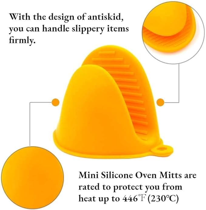 ALESSO Silicone Microwave Oven Heat Resistant Pinch Grip Mitten Oven Mitt Gripper Grip Kitchen Pot Holder Cooking Glove Utensil Tool 1 Pair Multicolor - Image 3