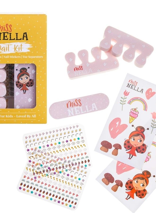 Miss NELLA Miss Nella NAIL KIT & Pixie Dust- Nail accessories for kids- 3 peel off nail polish, nail stickers, tattoos, nail filer & toe separators- all designed foe children hands & toes - Image 4