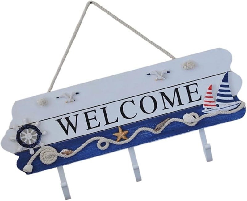 حامل ثلاثي الخطاف رف خشبي رف مدخل تخزين الحمام ديكور MA2270 لون - Image 2