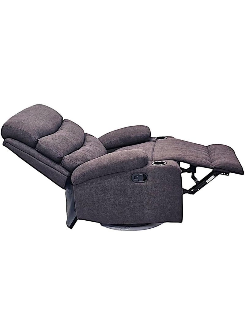 Multi Home Furniture Best Single Recliner 360 Sofa MH-03847 FABRIC Modern Rocker Ergonomic Lounge 360 Degree Swivel With cup-holderSingle Sofa Seat Living Room Chair (Brwon)  - Image 2