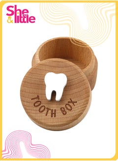 She&Little 3D Carved Tooth Fairy Box Set, Wooden Baby Tooth Keepsake Box for Boys & Girls, Tooth Storage Memory Box Gift, Portable & Compact  - Image 1