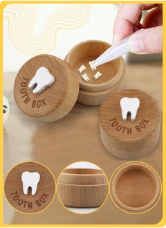 She&Little 3D Carved Tooth Fairy Box Set, Wooden Baby Tooth Keepsake Box for Boys & Girls, Tooth Storage Memory Box Gift, Portable & Compact  - Image 5