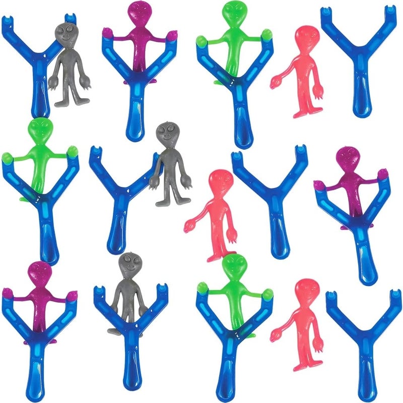 Fun Express Alien Shooter Toys Set of 12 Shooters and Stretchy Aliens Party Favor and Novelty Toys - Image 3