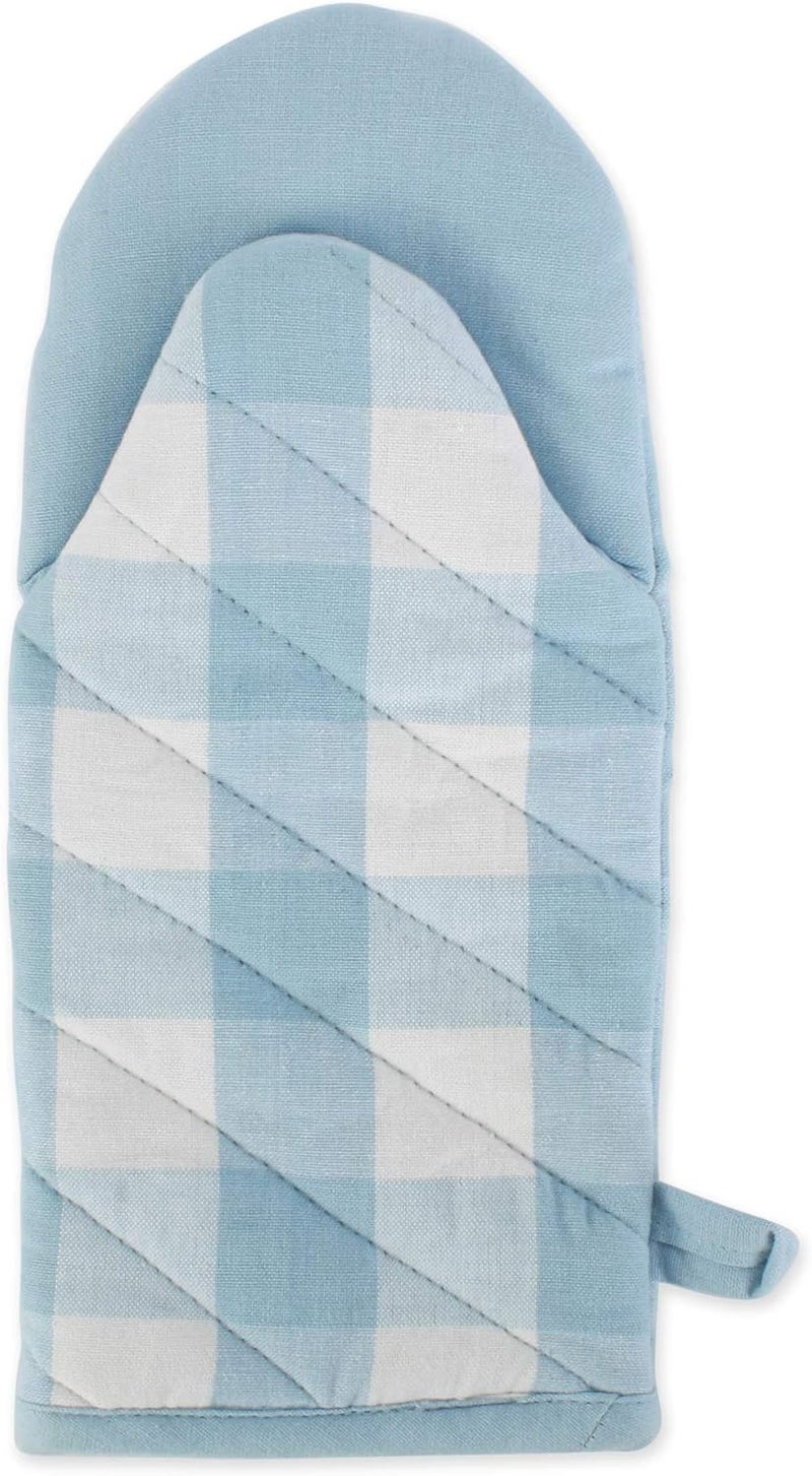 DII Buffalo Check Kitchen Collection, Classic Farmhouse Kitchen Set, Potholder & Oven Mitt, White & Light Blue, 2 Piece - Image 5