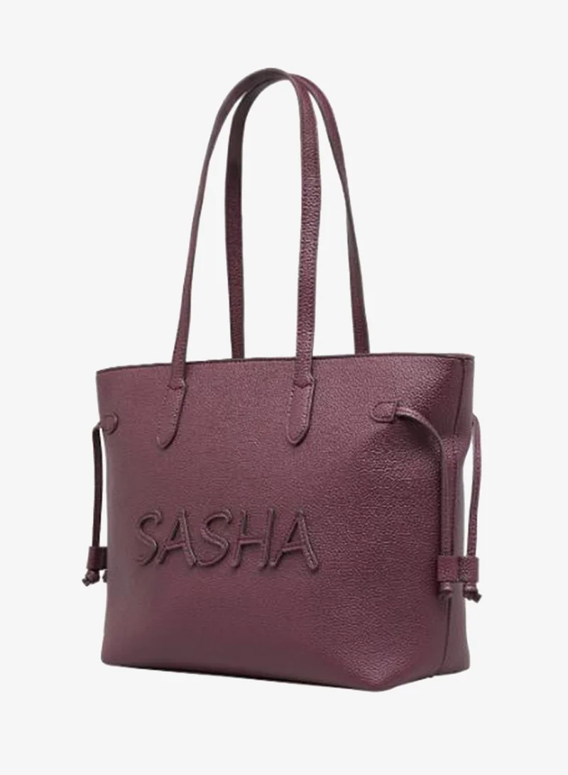 Sasha Sasha Logo Tote Bag with Zip Closure