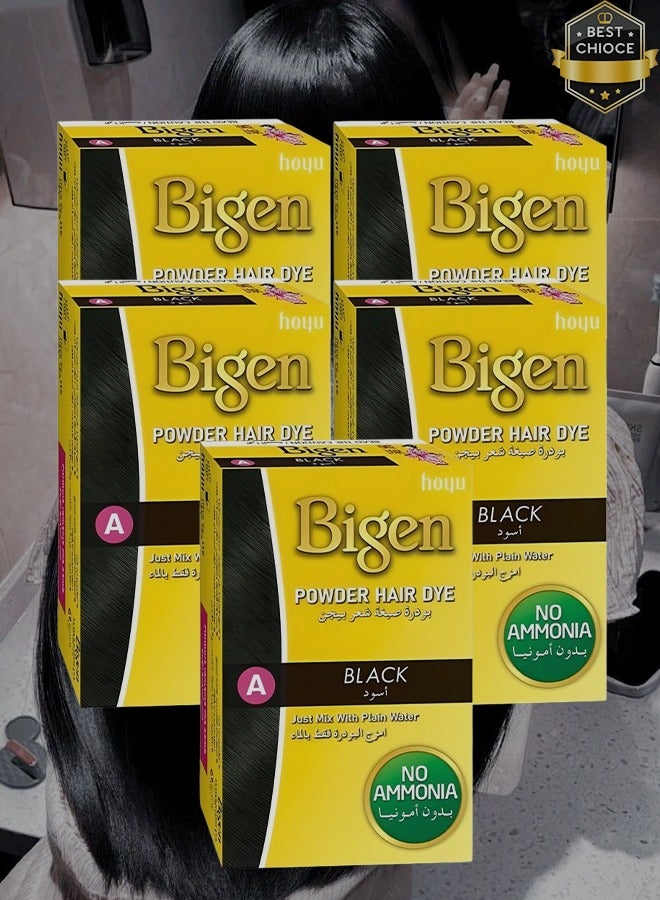 بايجن 5 قطع بودرة صبغة الشعر السوداء المختلطة بالماء العادي بدون أمونيا 6 جرام - Image 1