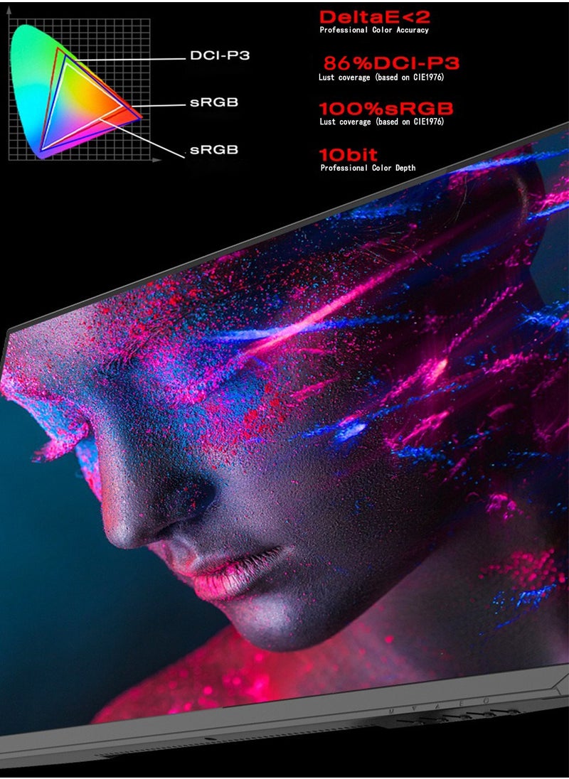 هاي لوك - شاشة 27 بوصة 4K UHD IPS، 3840x2160، 60 هرتز، HDR400، عمق ألوان 10 بت، 100% sRGB، 86% DCI-P3، متوافقة مع FreeSync وG-Sync، مكبرات صوت مزدوجة 5 وات، مرشح الضوء الأزرق، منفذ HDMI مزدوج ومنفذ DisplayPort مزدوج، حامل قابل لتعديل الارتفاع، قابل للتركيب على VESA (100x100 مم). - Image 1