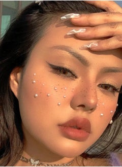 KHAJUL 2 Sheets 3D Self Adhesive White Pearl Body Eyeshadow Sticker, Women Nail Art Decoration Kids DIY Craft Accessories  - Image 2
