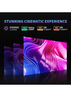 XVersion Projector, Smart Projector, Wi-Fi Projector, 450 ANSI Lumen, Native 1080P HD, 100 Inch Picture, Home Entertainment Android System, Compatible With PC/HDMI/USB/PS5/XBox/Smartphone - Space Grey  - Image 2