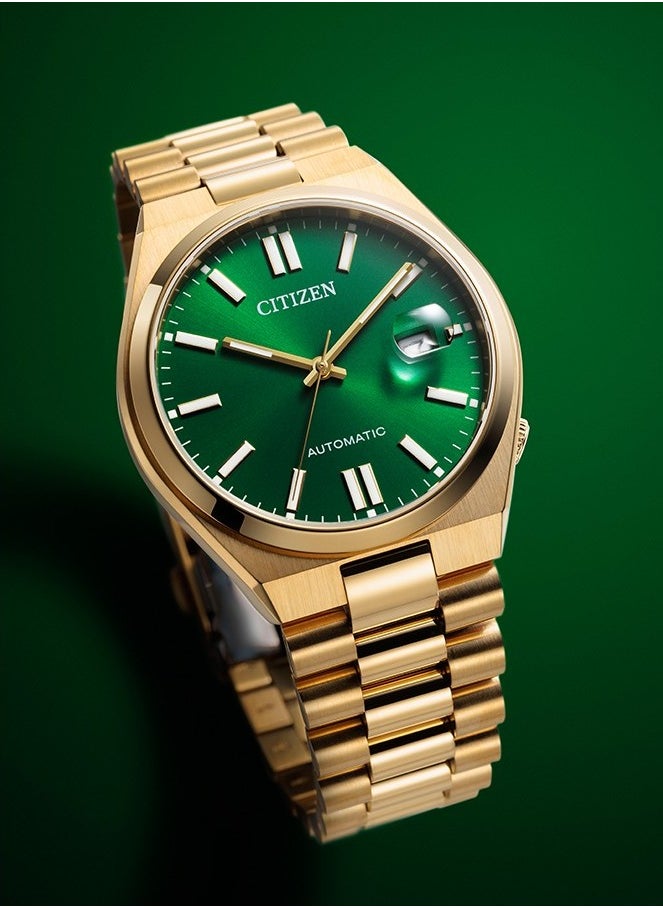 CITIZEN Men's Tsuyosa Stainless Steel Green Dial Gold Tone Automatic Watch - NJ0152-51X  - Image 4