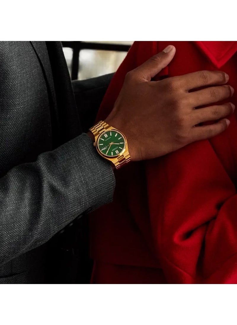 CITIZEN Men's Tsuyosa Stainless Steel Green Dial Gold Tone Automatic Watch - NJ0152-51X  - Image 5