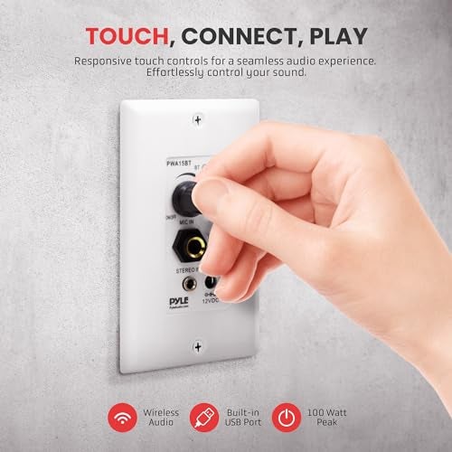 Pyle Bluetooth Receiver Wall Mount - in-Wall Audio Control with Built-in Amplifier | USB, Microphone, Aux (3.5mm) Input | Terminal Block | Connect 2 Speakers | 100 Watt - PWA15BT.5 - Image 3