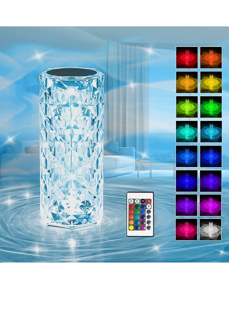 ELTRAZONE Crystal Light Lamp Color Changing Lamps Table Lamp with Touch & Remote Control Diamond LED Night Light Rechargeable Rose Romantic Date Lighting Decor for Festival Home Restaurant - Image 1