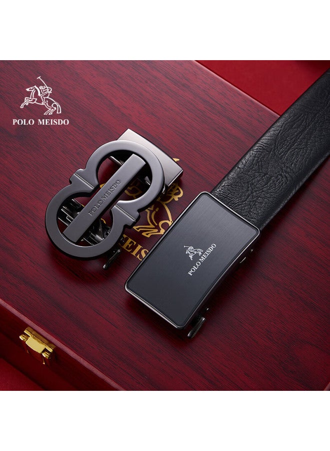 Polomeisdo Men's Genuine Leather Belt With Automatic Buckle, Double-buckle Gift Box, Self-operated New Year Gift For Boyfriend, Husband, Father - Image 1