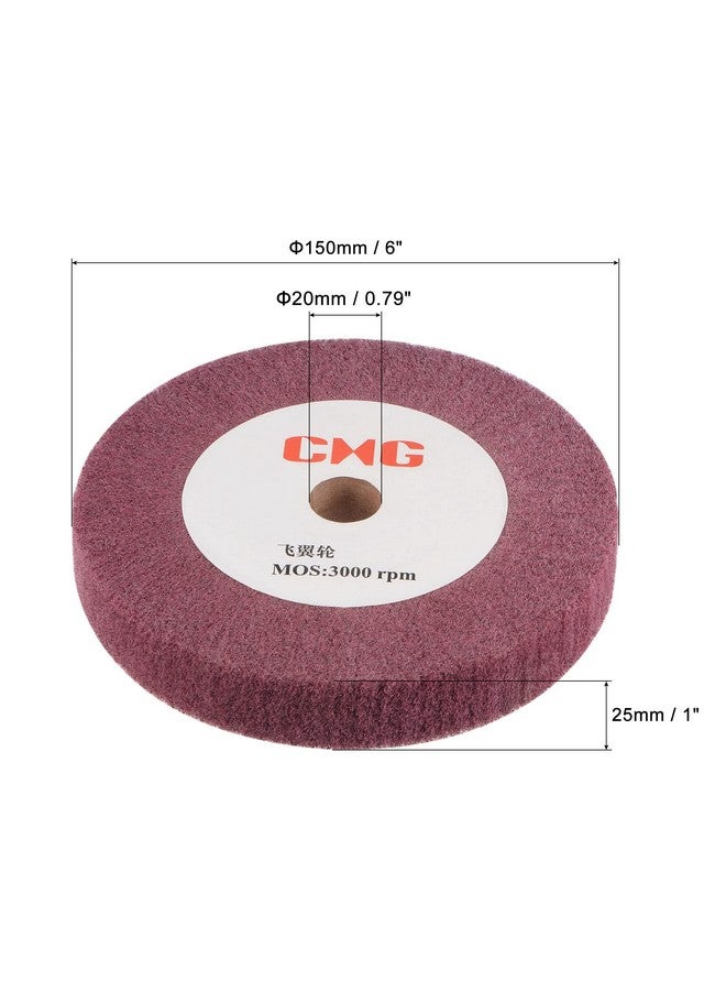 uxcell 150mm x 25mm 320 Grit Non-Woven Polishing Burnishing Wheel Nylon Wire Drawing Abrasive Flap Wheel for Stainless Steel Copper Red - Image 2