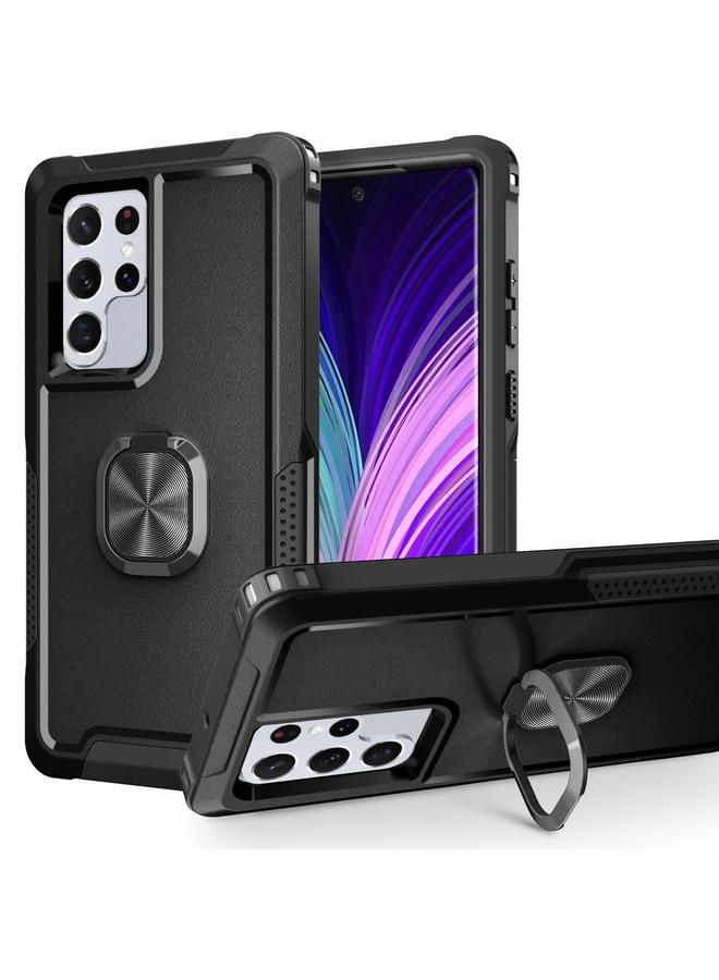 S-TOP Case For Samsung Galaxy S22 Ultra 5G 3 in 1 Ring Holder PC + TPU Phone Case - Image 1