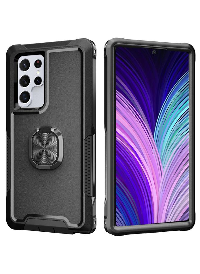 S-TOP Case For Samsung Galaxy S22 Ultra 5G 3 in 1 Ring Holder PC + TPU Phone Case - Image 2