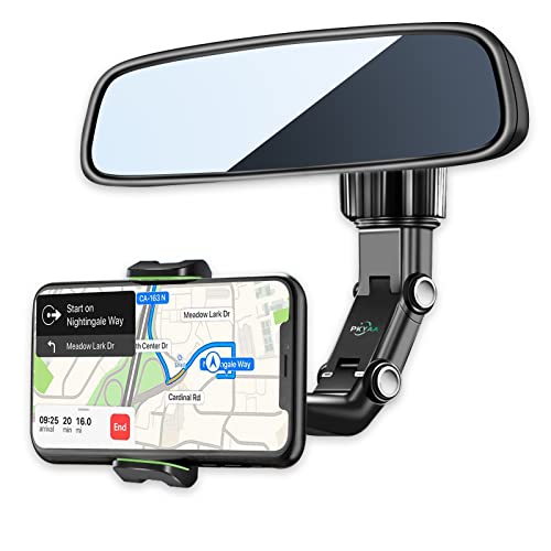 PKYAA Rearview Mirror Phone Mount Holder for Car, 360° Rotating , Multifunctional Mount Phone and GPS Holder Universal Car Phone Holder for All Smartphones - Image 1