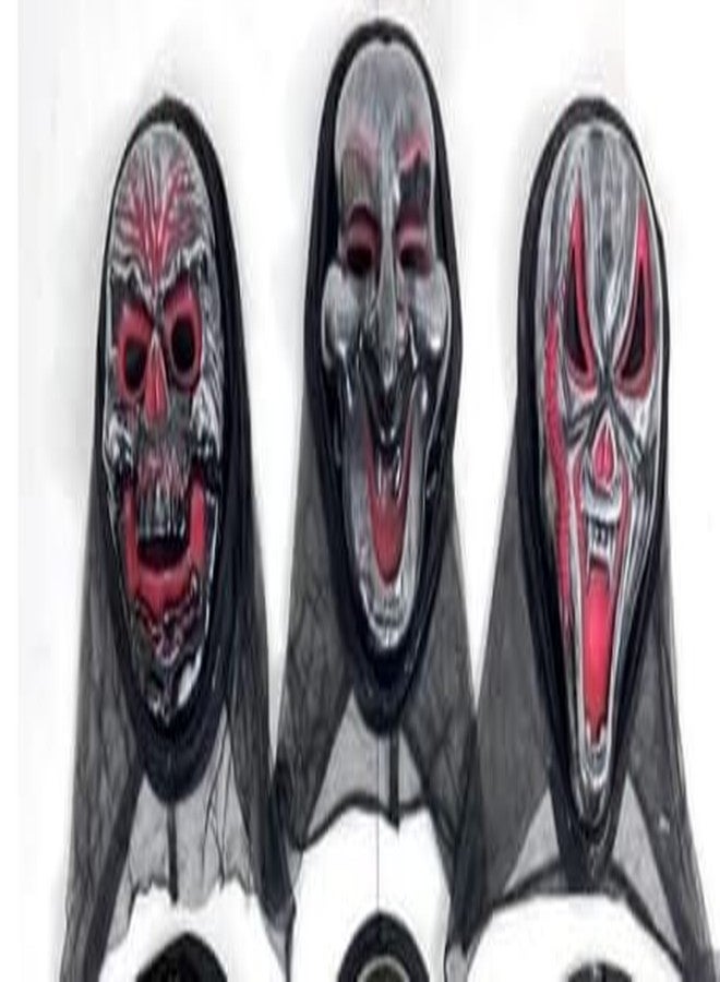 ASBK Decorative Face Masks Collection, Party and Halloween Masks,Various theme Mask Designs (Silve Hawollen Mask Pack of 3)