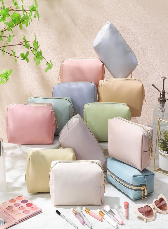 Kigeli 12 Pcs Nylon Makeup Bag Cosmetic Pouches Preppy Cosmetic Bag bulk for Women Waterproof Travel Zipper Organizer Little Outdoor Accessory Makeup Pouches Set(Morandi) - Image 3