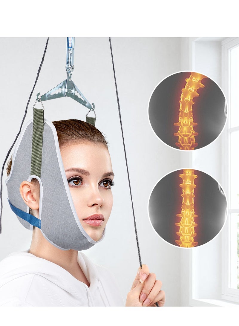 Generic Over Door Hanging Neck Traction Kit Cushion Belt Brace Adjustable Cervical Correction Stretcher Back Head Massager Pain Relief  - Image 2