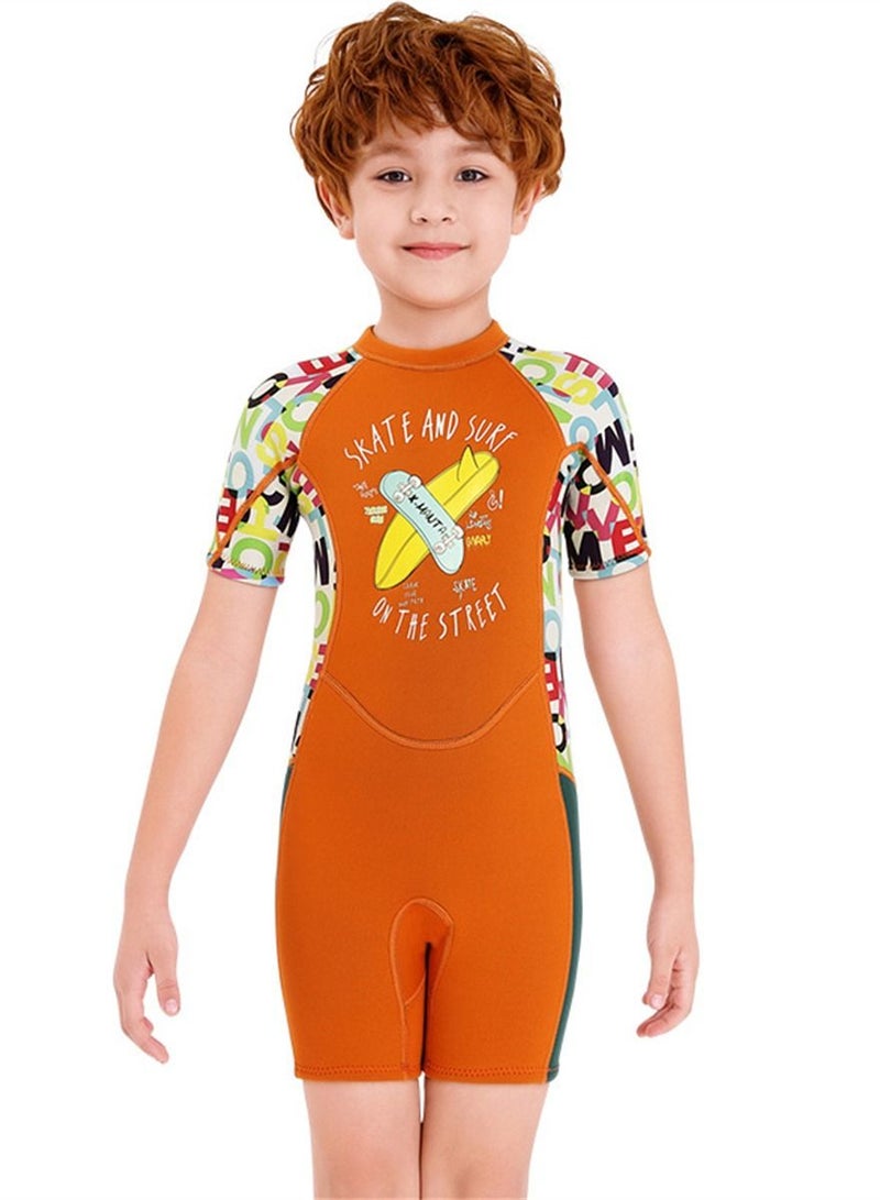 DIVE & SAIL 2.5MM Keep Warm Children Diving Suit Three-layer High Elastic Wetsuit For Boys Orange - Image 1
