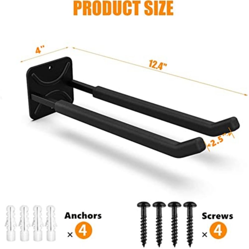 Garage Hooks Heavy Duty Tool Organizer, Wall Mount Hanger Rack Garage Storage Utility Hooks for Car Tires, Ladders, Chairs, Strollers, Power Tools, Garden Tools 2 Pack, 12.4" Hook - Image 5