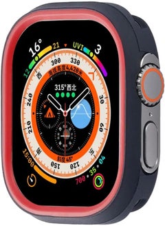 Fekra's cases compatible For Apple Watch Ultra 49mm Silicon cover Two color All around watch Soft fall proof (Black Red)