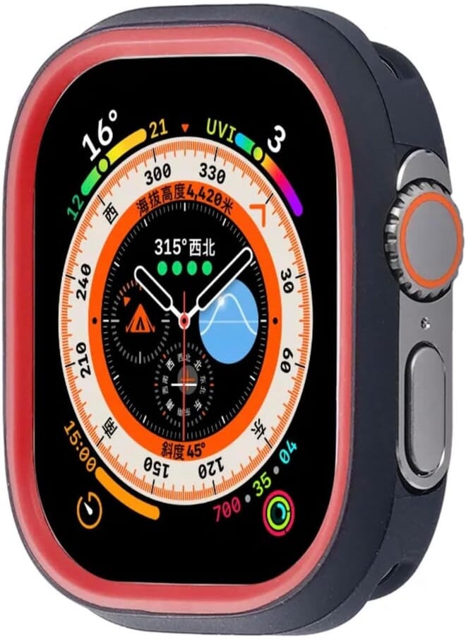 Generic - Fekra's cases compatible For Apple Watch Ultra 49mm Silicon cover Two color All around watch Soft fall proof (Black Red) - Image 1