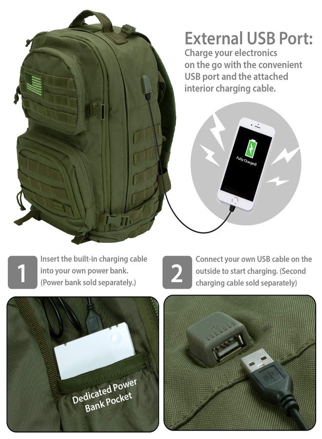 Rockland Military Tactical Laptop Backpack, Green, Large - Image 2