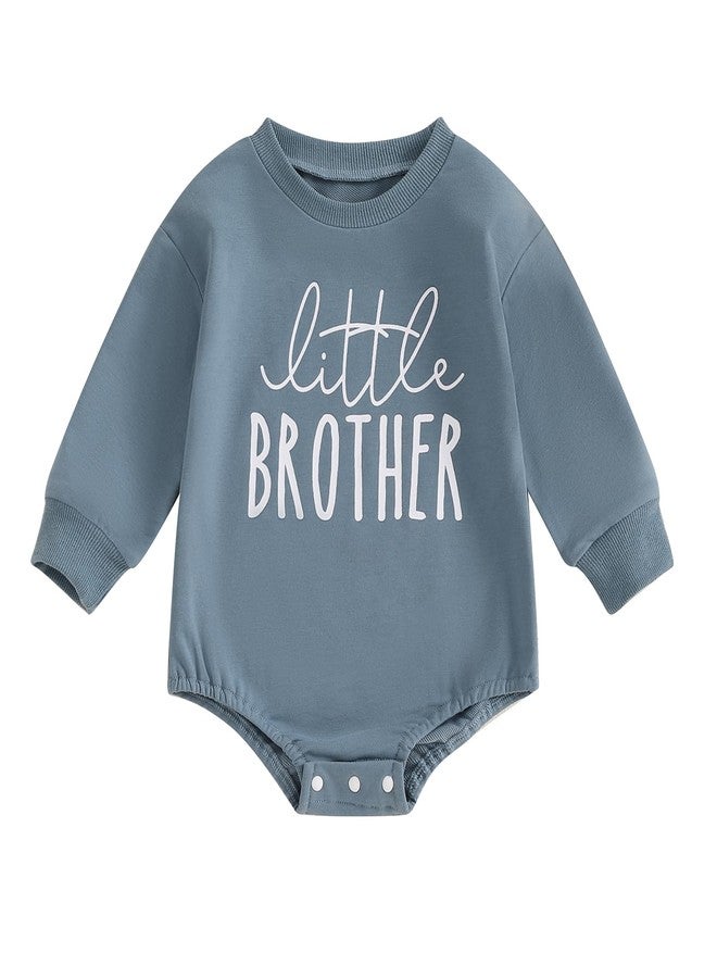 wybzd Little Brother Big Brother Matching Outfits Baby Crewneck Sweatshirt Romper Big Bro Lil Sis Siblings Clothes (Blue LIL Bro, 0-3 Months) - Image 1