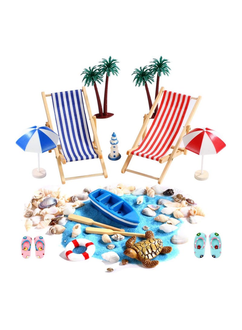 NIBEMINENT 15 Pcs Micro Landscape Miniature Decorations Beach Decoration Ornaments Small Chair Model Parasol Palm Tree Decorative Accessories for DIY Zen Garden - Image 1