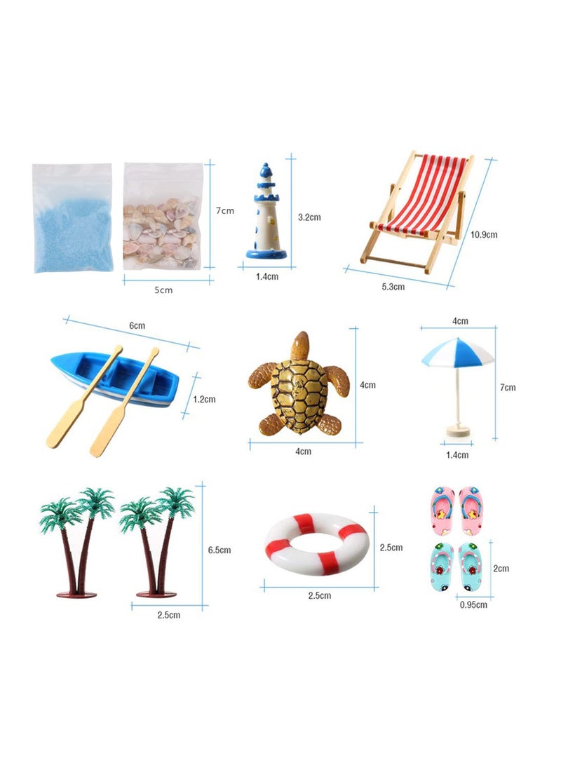 NIBEMINENT 15 Pcs Micro Landscape Miniature Decorations Beach Decoration Ornaments Small Chair Model Parasol Palm Tree Decorative Accessories for DIY Zen Garden - Image 2