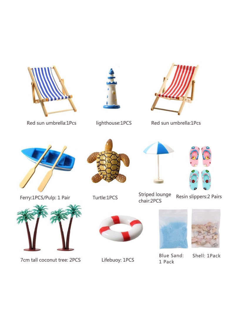 NIBEMINENT 15 Pcs Micro Landscape Miniature Decorations Beach Decoration Ornaments Small Chair Model Parasol Palm Tree Decorative Accessories for DIY Zen Garden - Image 3