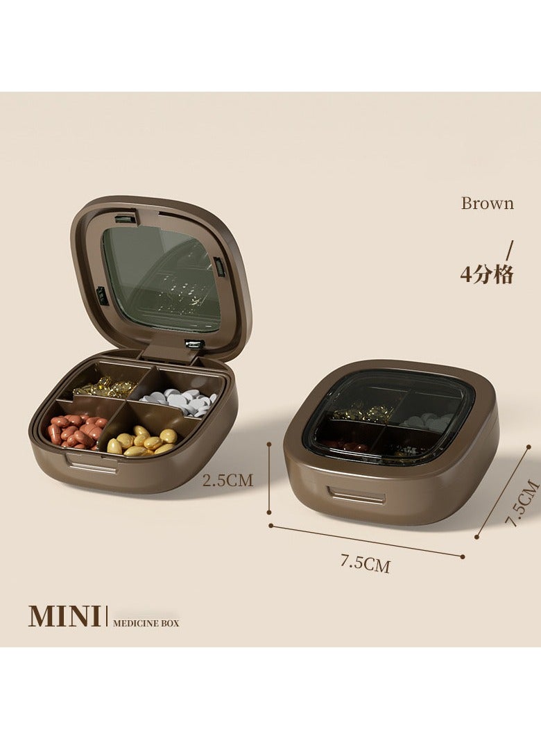 Generic 4 Compartments Portable Pill Box Travel Pill Organizer, Everyday Pill Organizer, Folding Design Pill Box for Wallet Pocket for Vitamins, Cod Liver Oil, Supplements and Medication - Image 1