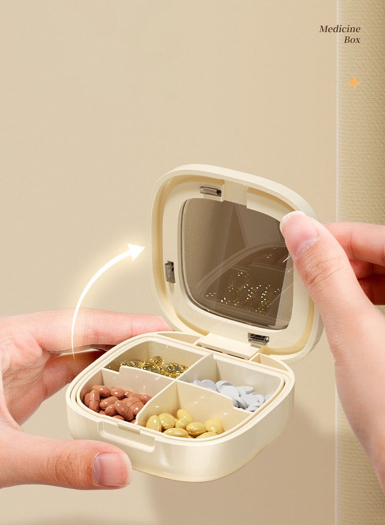 Generic 4 Compartments Portable Pill Box Travel Pill Organizer, Everyday Pill Organizer, Folding Design Pill Box for Wallet Pocket for Vitamins, Cod Liver Oil, Supplements and Medication - Image 4